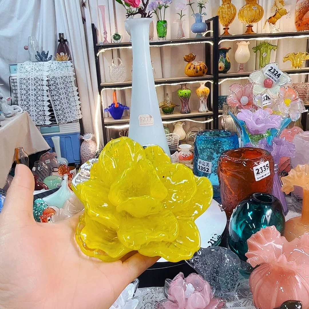 黄莲花摆台家悦美居琉璃摆件