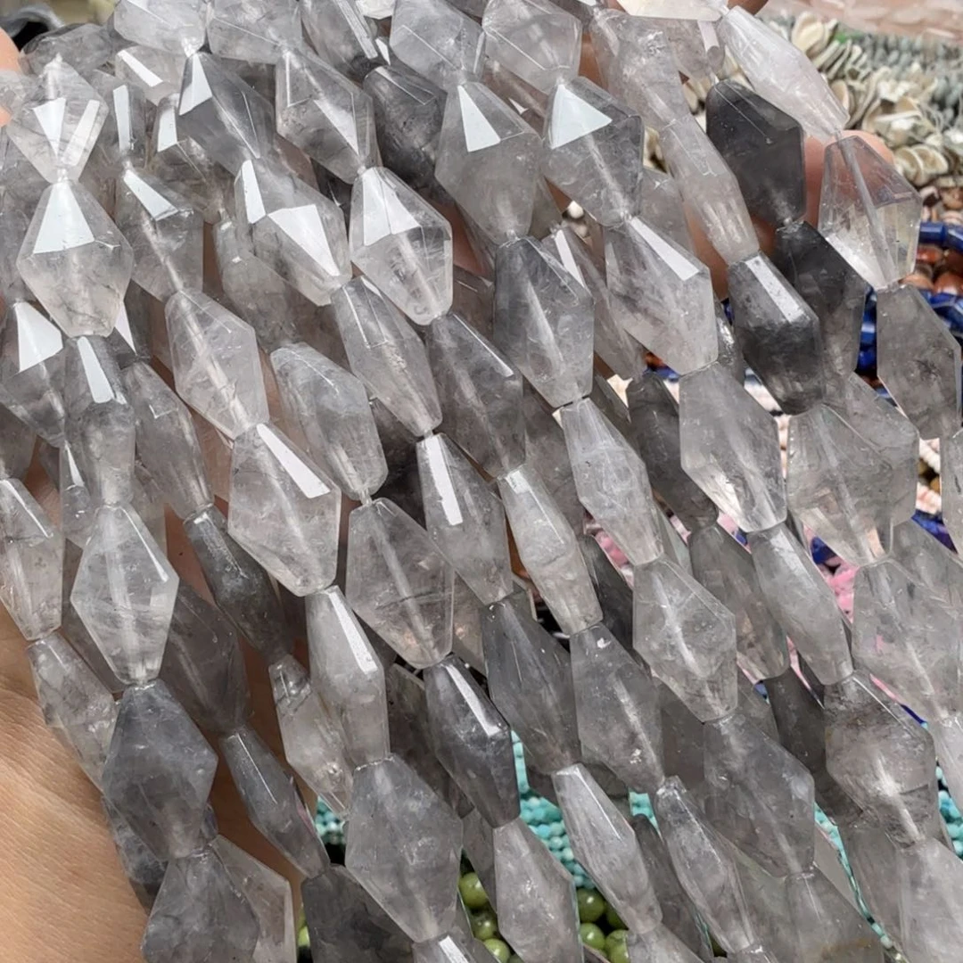 水晶珠宝半成品未镶嵌卡11×18云雾水晶菱形一条