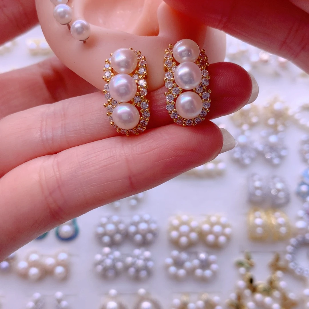 耳饰合金淡水珍珠