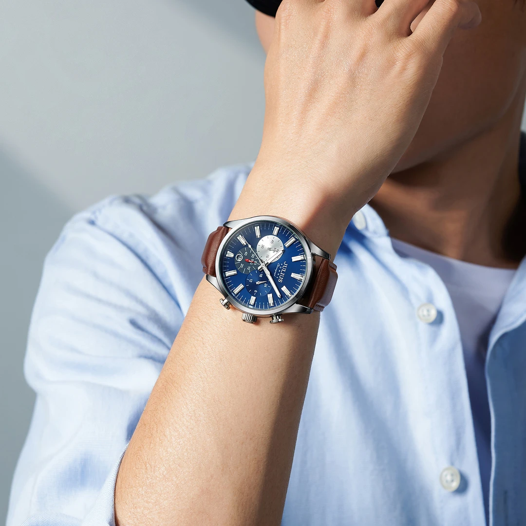 聚利时手表男款经典大气男士商务休闲运动石英手表多功能高档男表