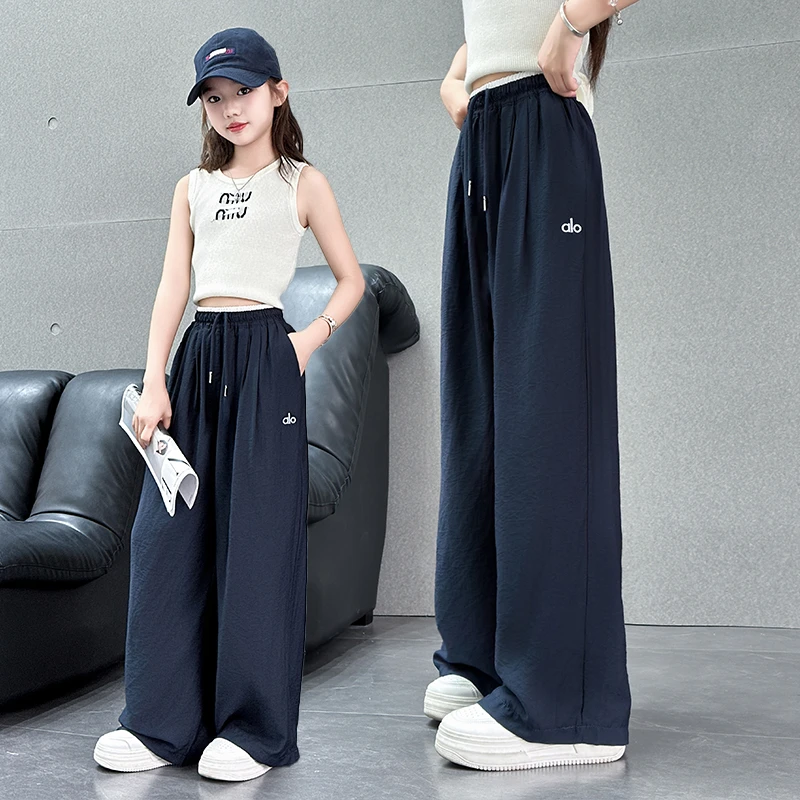 女童山本阔腿裤夏季薄款2025新款洋气女孩中大童6-12岁休闲直筒裤