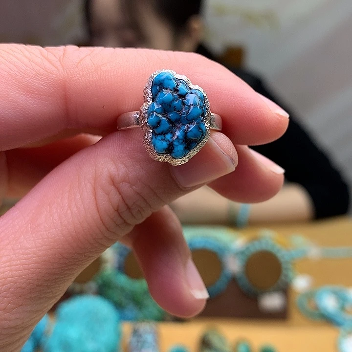 绿松石银S925镶嵌原矿