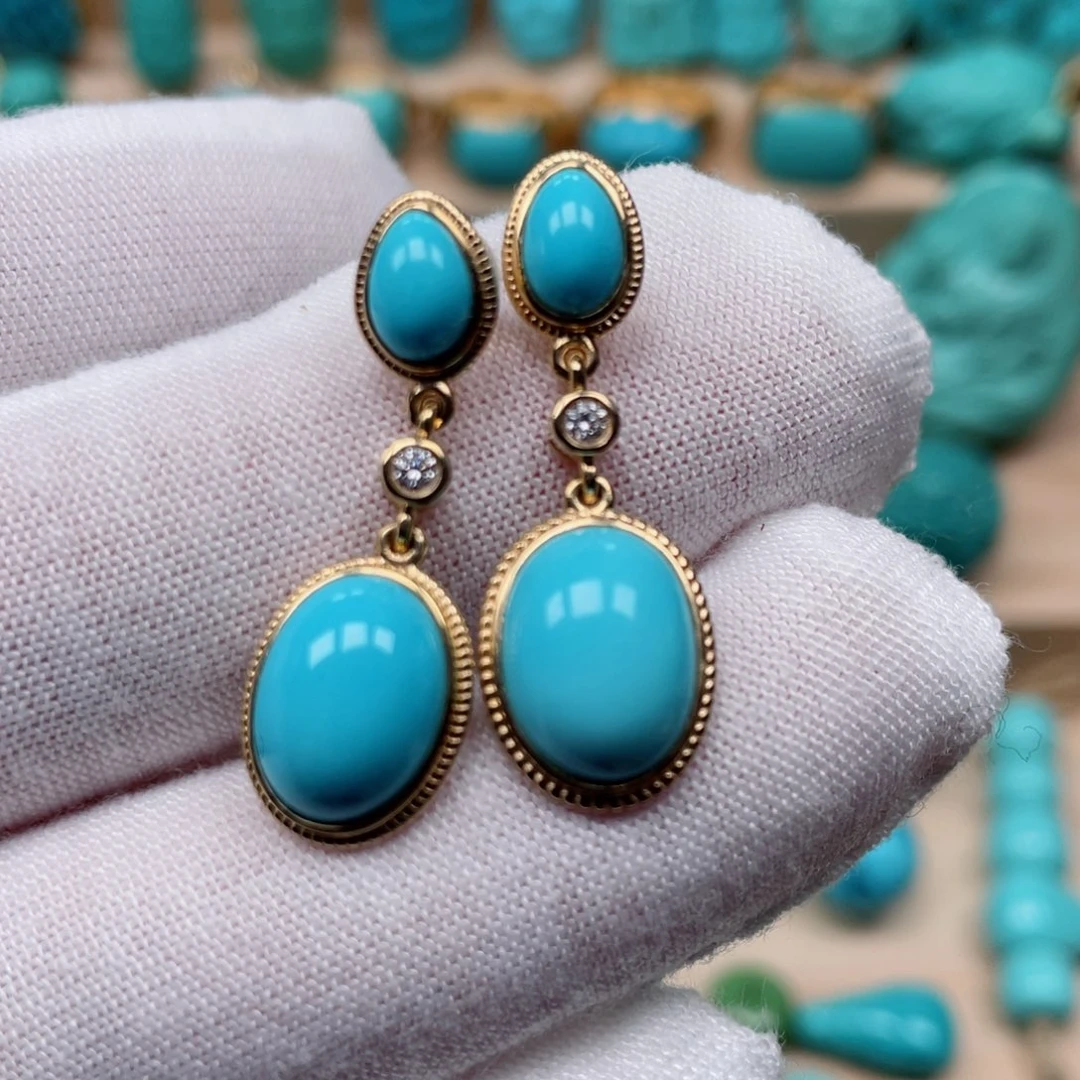 绿松石珠宝奇石18K金镶嵌