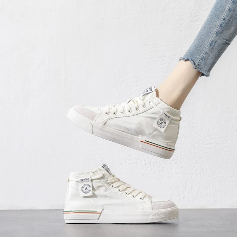 薄款高帮~丨超软！丨小白鞋女2025夏季透气帆布鞋运动休闲板鞋女