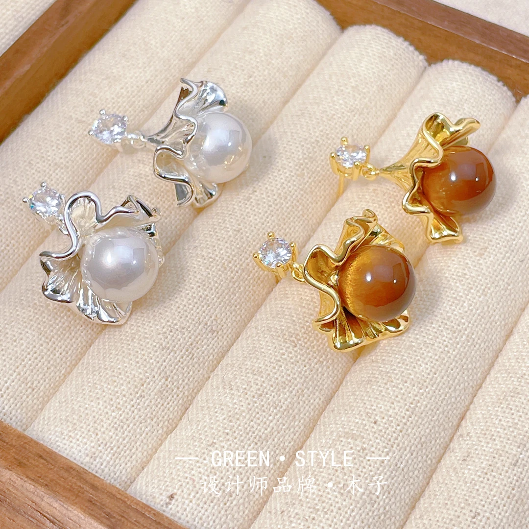 铜合金耳饰 【法式裙边耳钉】轻奢气质个性百搭新款简约时尚-B168