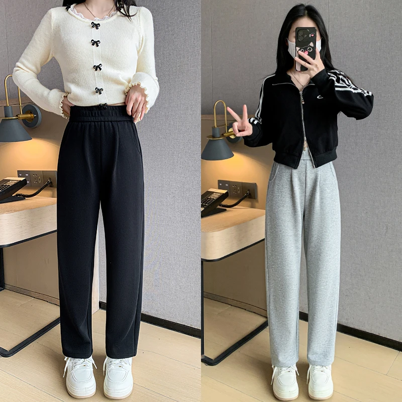 小个子哈伦萝卜裤女春季新款显瘦窄版直筒裤高腰休闲卫裤九分裤子