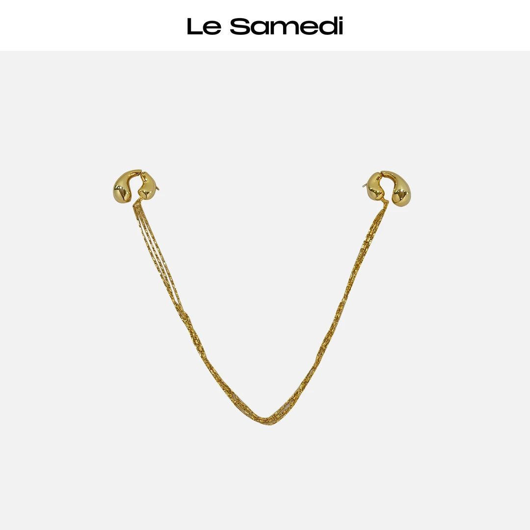 Le Samedi马油叶儿【流金坠雨】两用静奢艺术水滴INS风一体式耳链