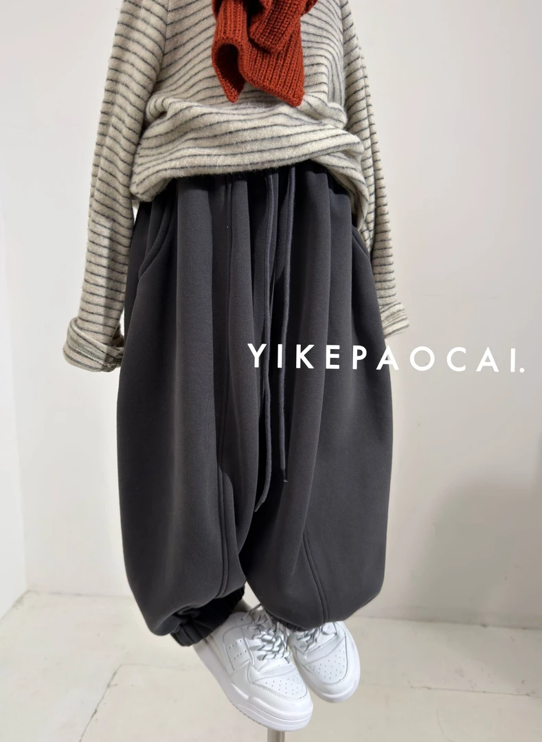 一颗泡菜「童装」66116《冬》松紧收口加绒卫裤