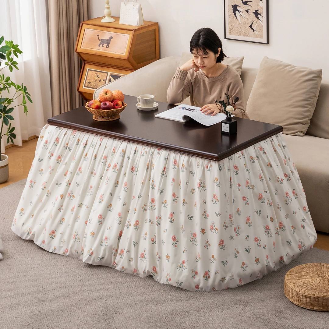 烤火桌子家用新款长方形烤火架实木折叠简易冬季取暖茶几餐桌炕桌