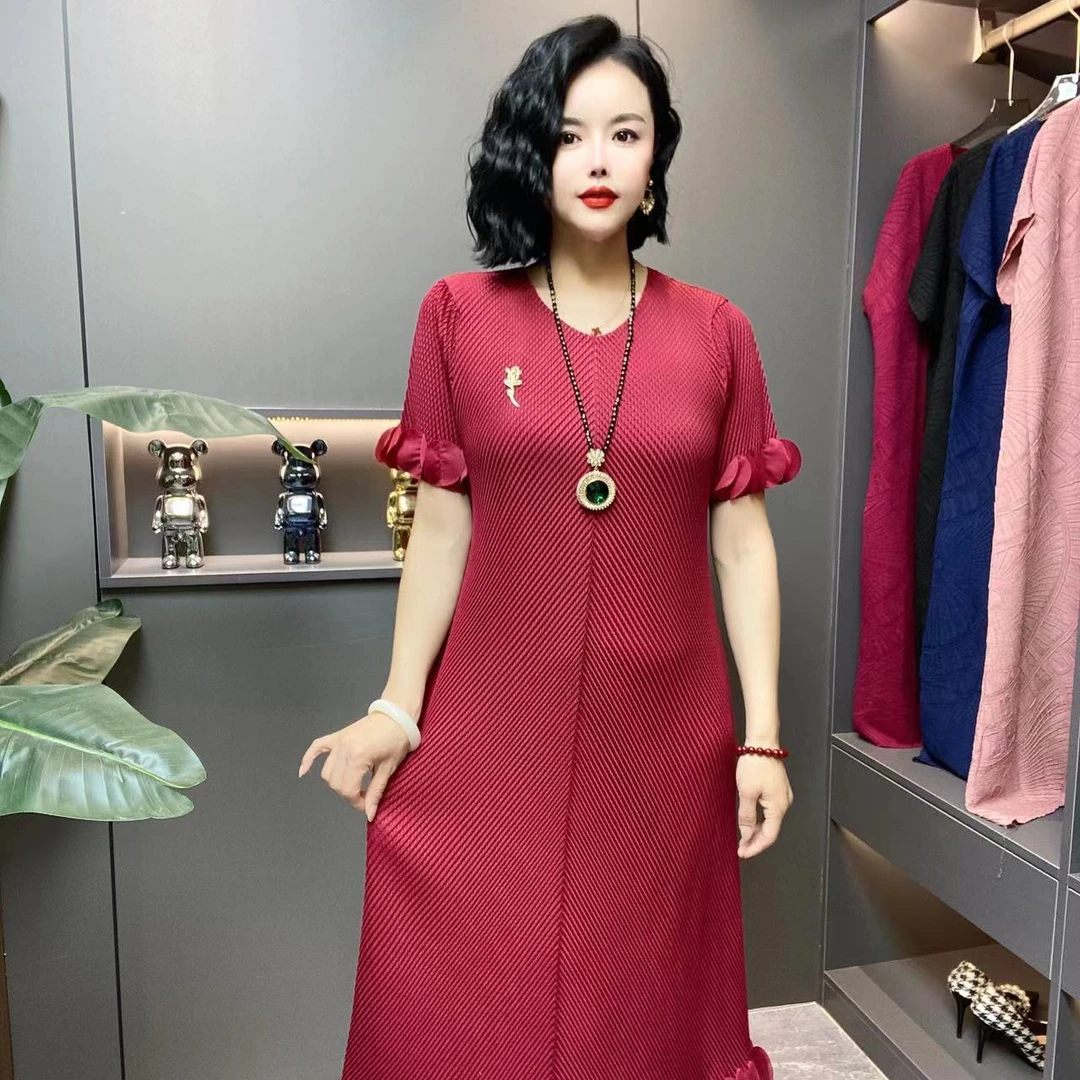 常规 夏季新款时尚褶皱面料连衣裙宽松舒适显瘦洋气