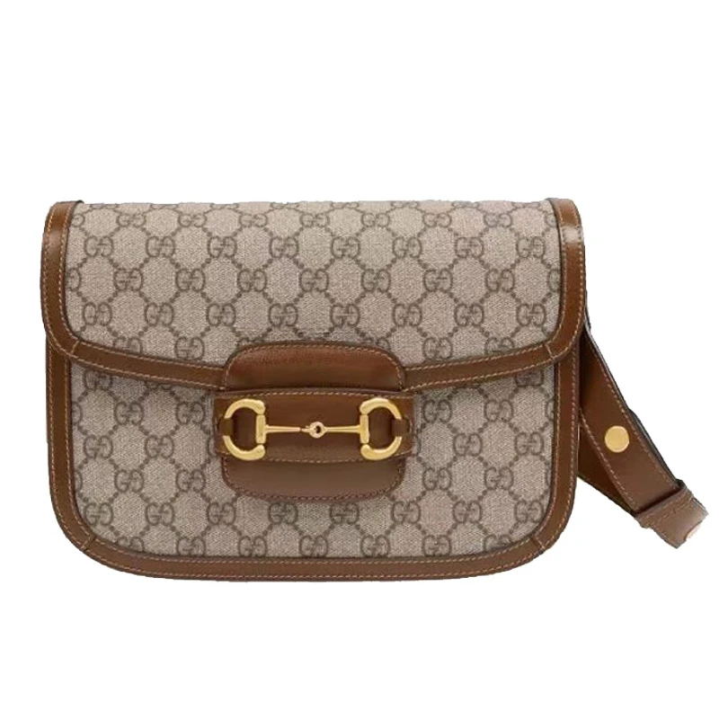 99新 GUCCI/古驰 棕色/白色1955单肩包