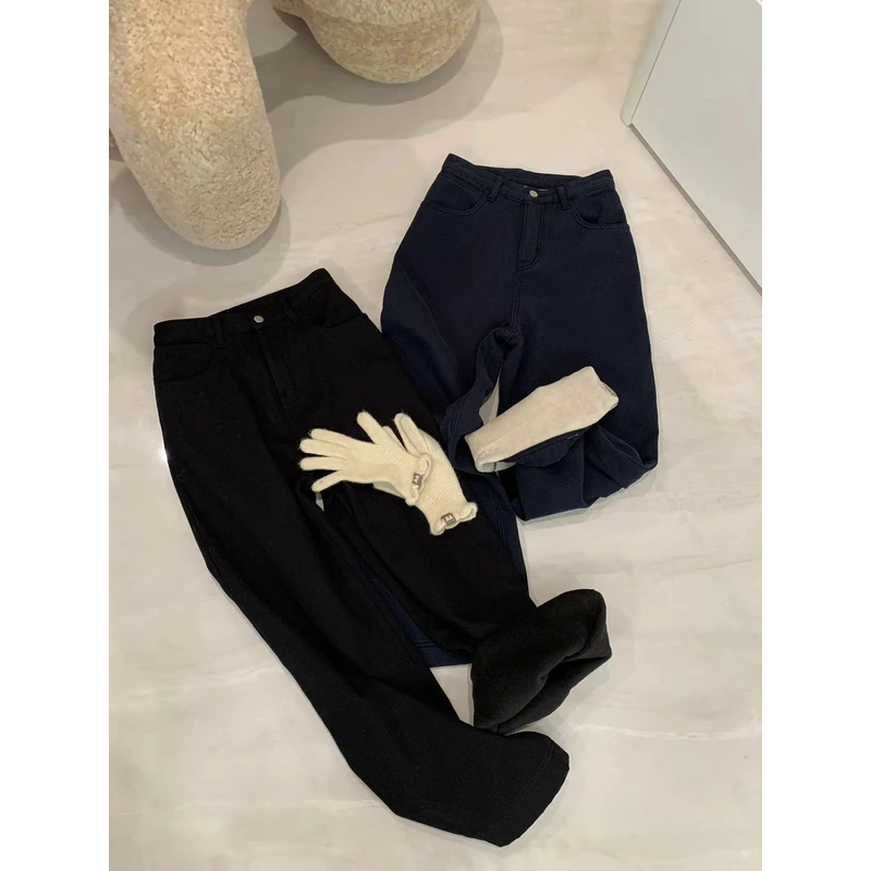 韩系休闲百搭加厚绒牛仔裤69095  会掉色