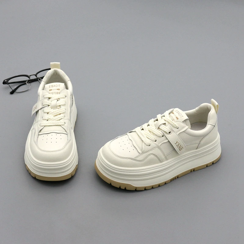 小白鞋女单鞋2025年秋冬韩版圆头透气低帮松糕厚底休闲板鞋女