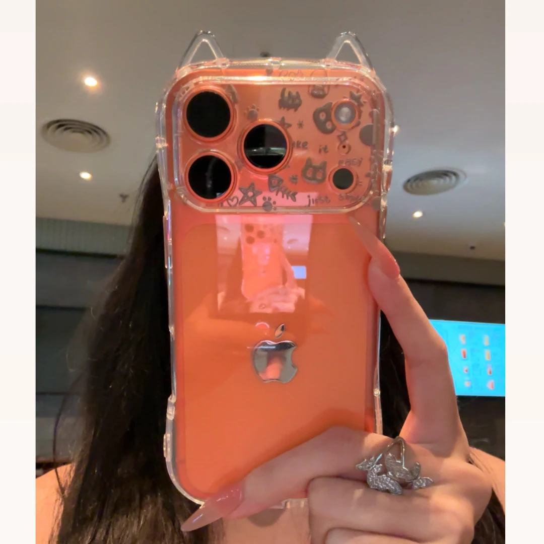 BANCA鱼骨头猫适用iPhone16/17promax猫耳朵14/15手机壳13/12/11