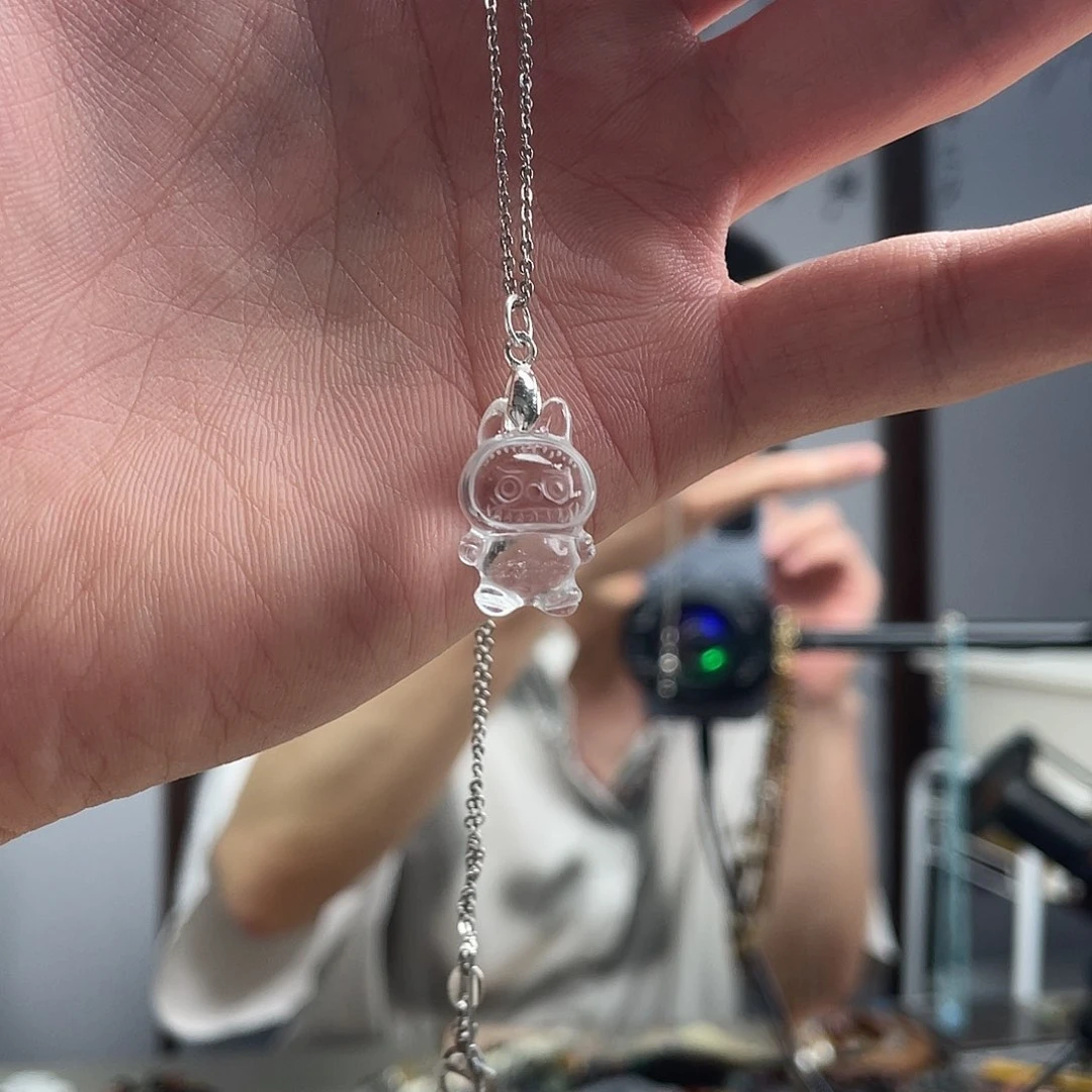 水晶手链未镶嵌labubu吊坠