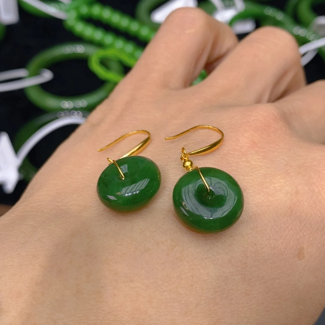 和田玉（碧玉）手链银S925镀金镶嵌