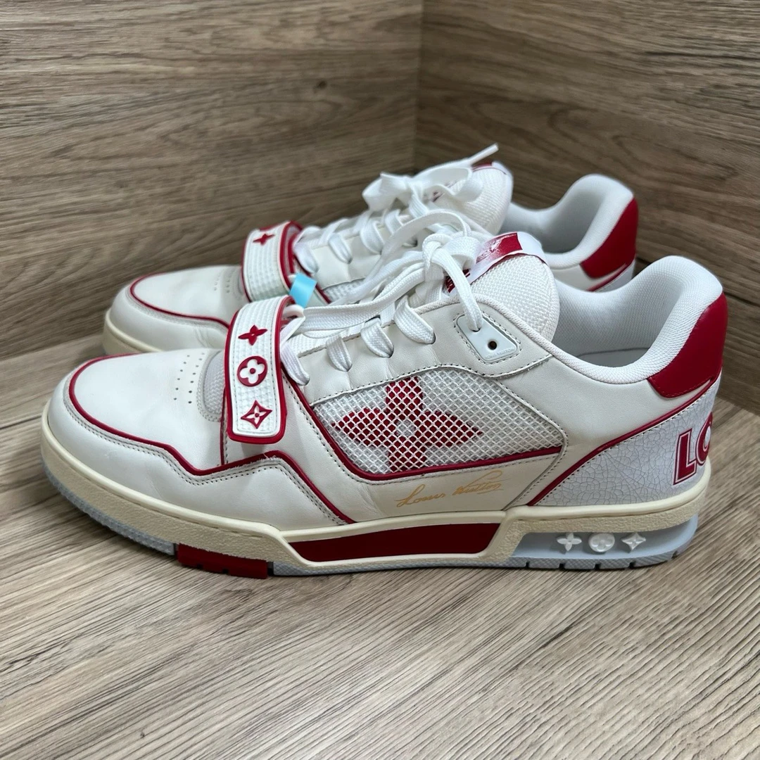 99新 LouisVuitton/路易威登 Trainer 白红魔术贴板鞋 43.5码