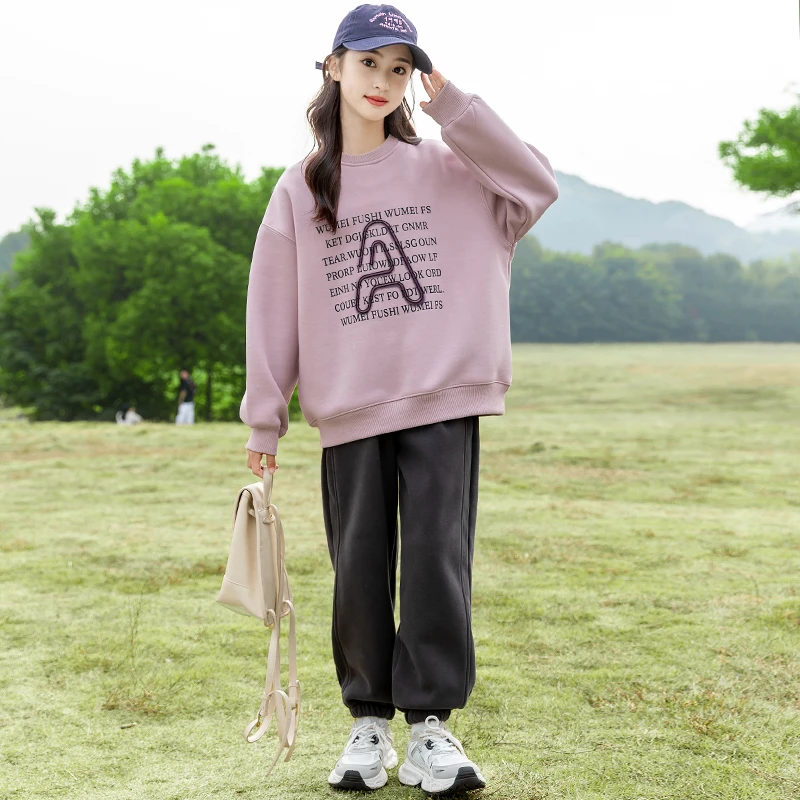 女童卫衣春秋款2025新款儿童秋装加绒上衣中大童女孩洋气时髦衣服