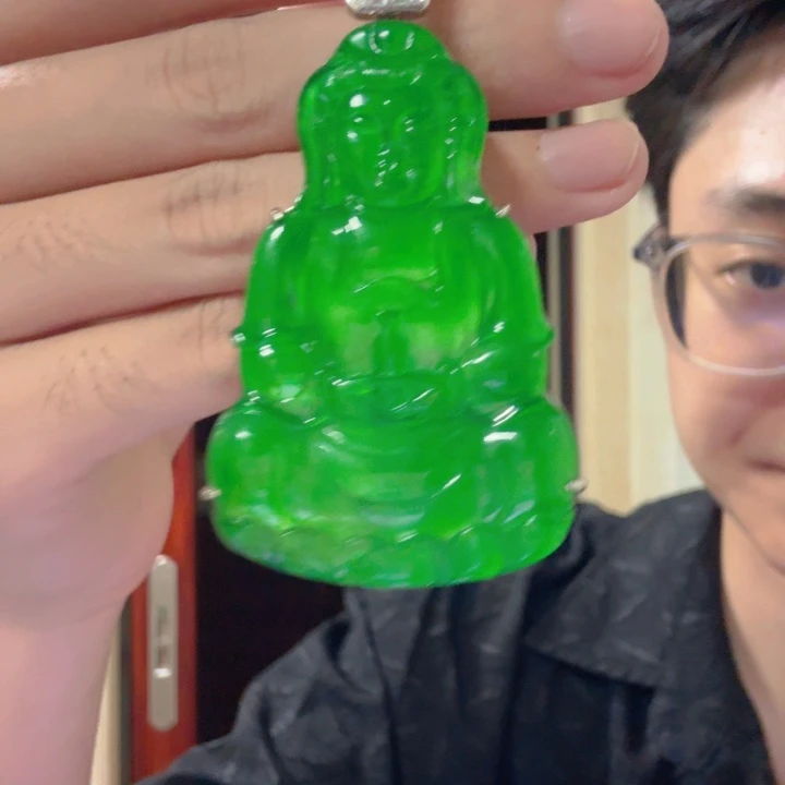 闪***亮翡翠银S925镶嵌颈饰吊坠