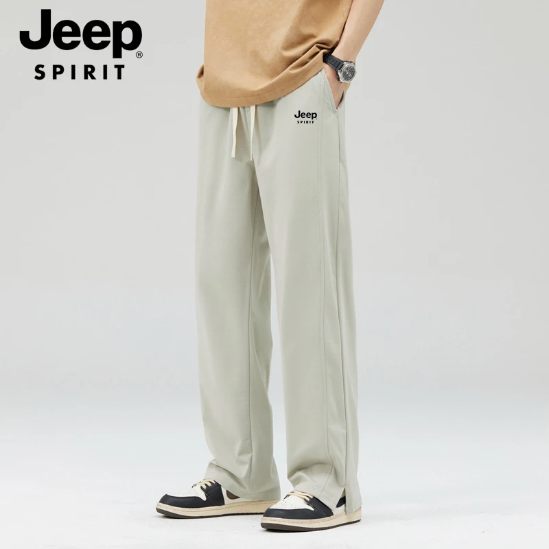 JEEPSPIRIT吉普休闲裤男2025夏季新款冰丝运动裤男时尚宽松休闲裤