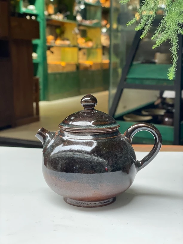 申活藝術云南柴烧手作粗陶釉变单耳手执壶泡茶壶茶具陶瓷纯手工