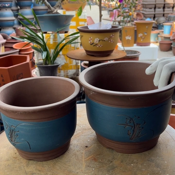 紫砂宜兴紫砂蓝色发财21+18