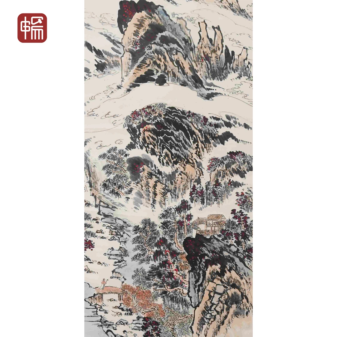 Z201 1963年 《写杜少陵山水》68*137(8.38平尺) 纸本立轴 ZP