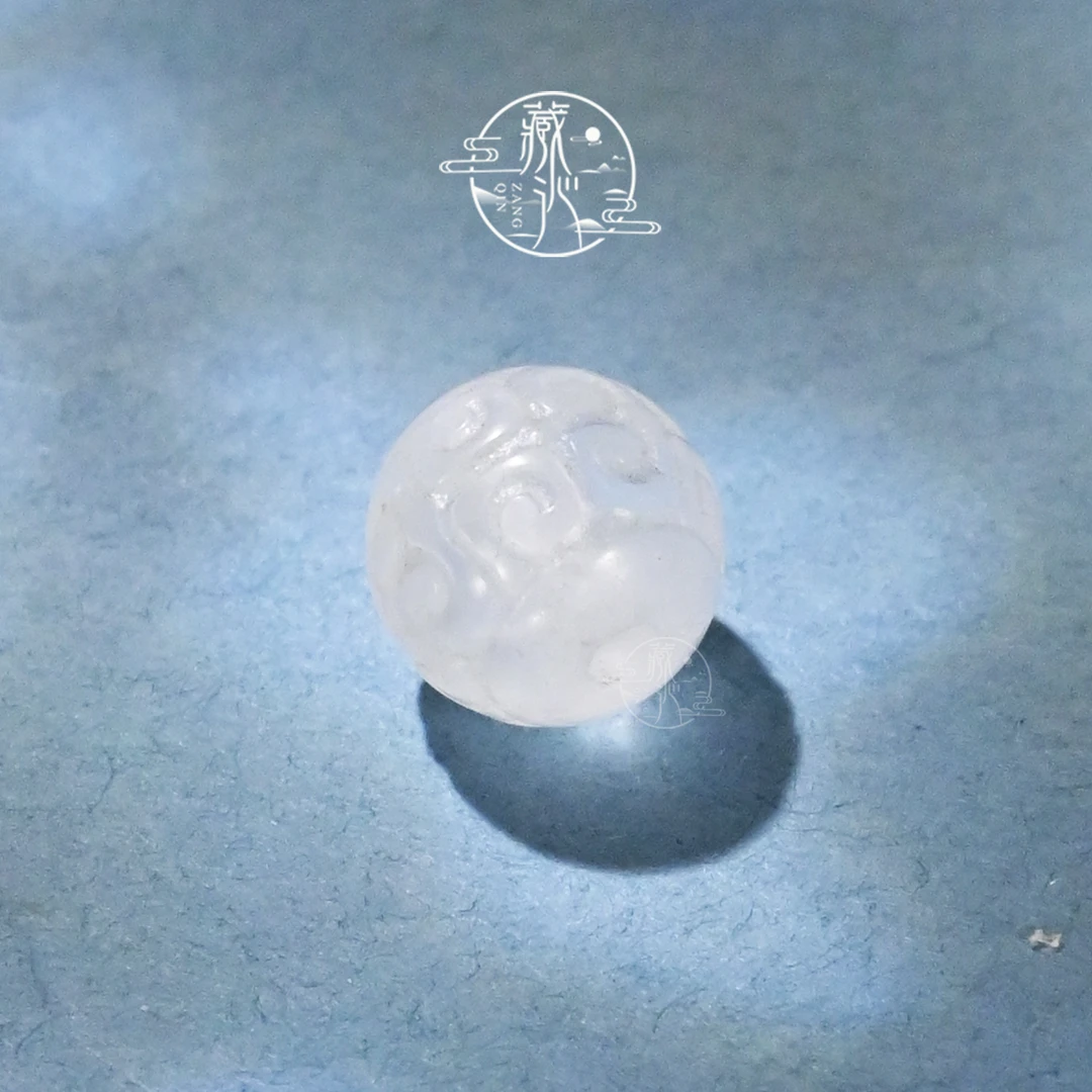 8MM白幽灵回纹圆珠文玩手串配饰单珠DIY散珠子手链搭配散隔珠顶珠