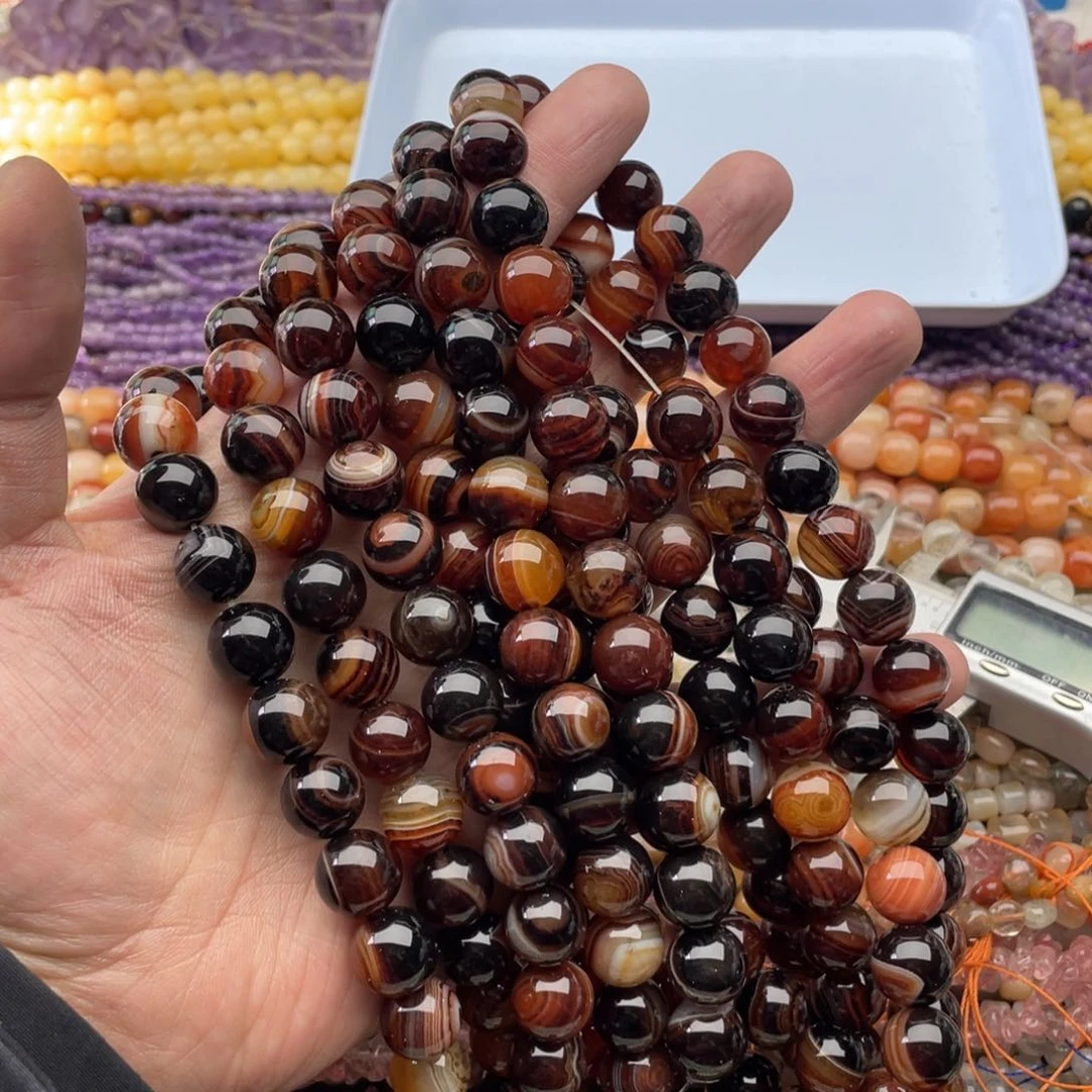 玛瑙/玉髓珠宝半成品未镶嵌一条装12mm梦幻蚕丝玛瑙圆珠