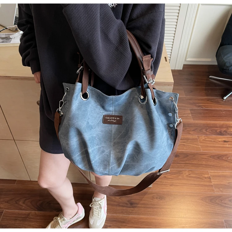 女新款单肩韩版慵懒风单肩百搭斜挎复古大容量通勤手提女托特包