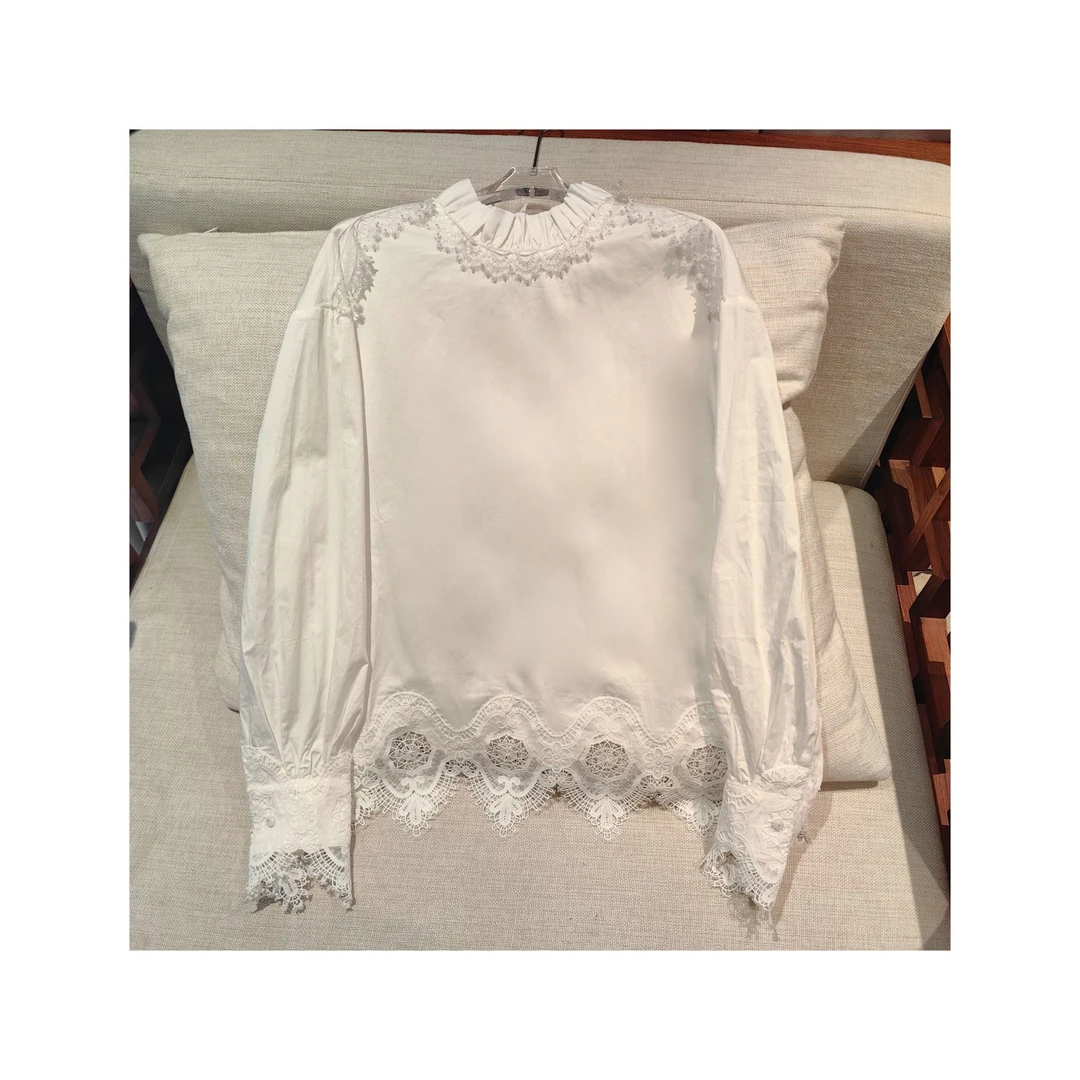 25461691【流光梦境】优雅拼接蕾丝精致上衣