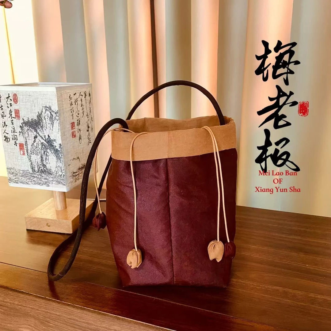 香云纱休闲百搭斜挎手拎女士水桶包时尚民族风小众个性便携