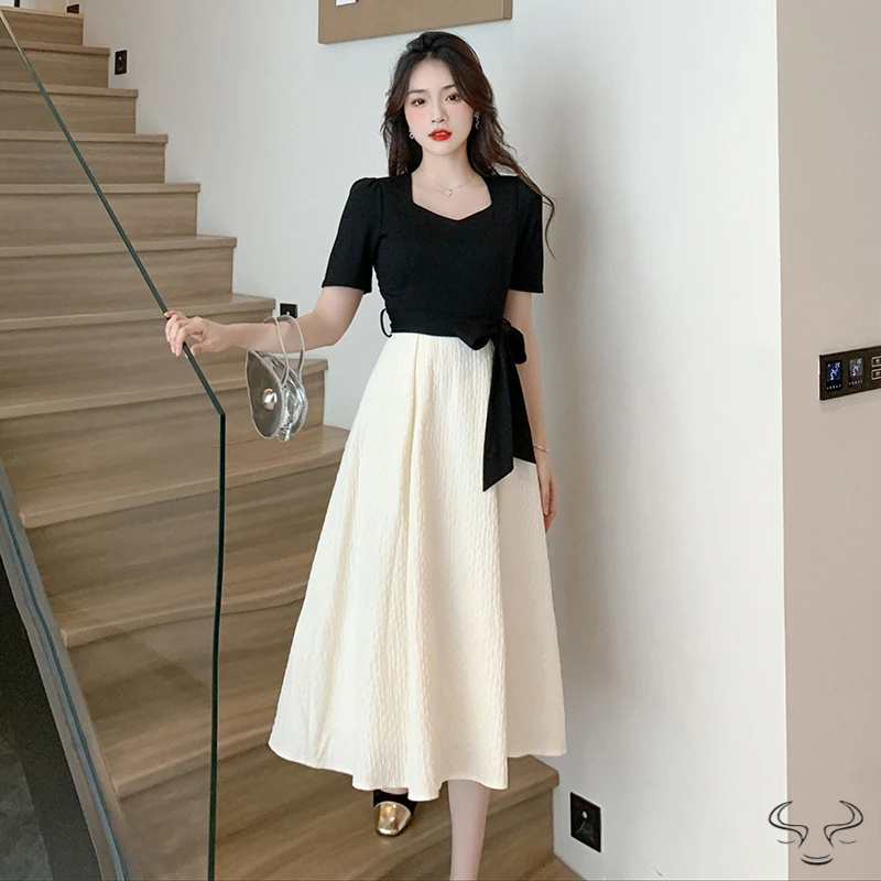 2025新款梨形身材茶歇法式气质名媛中长款连衣裙9082