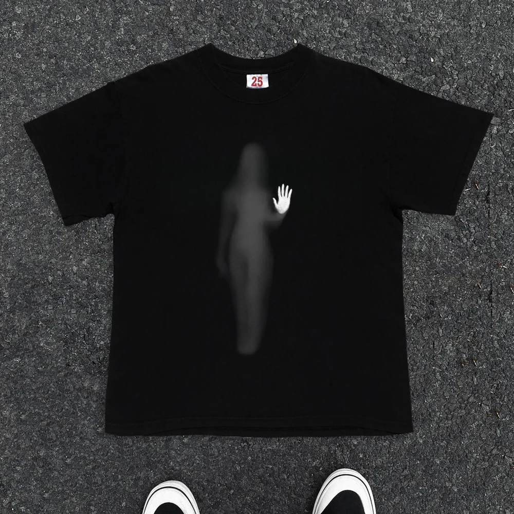 100%纯棉320克重磅男士男休闲经典印花圆领小众百搭夏季短袖情侣