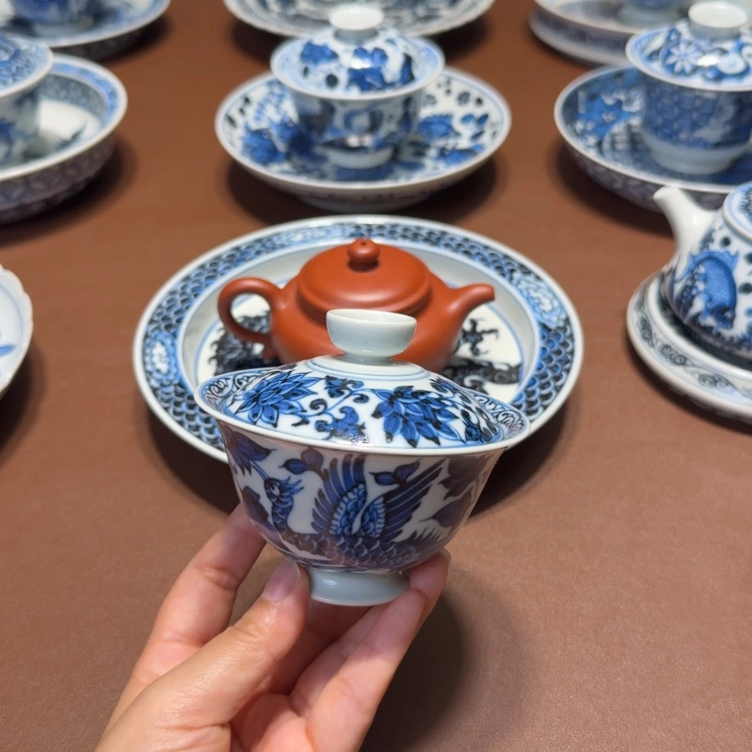 手工手绘茶具盖碗