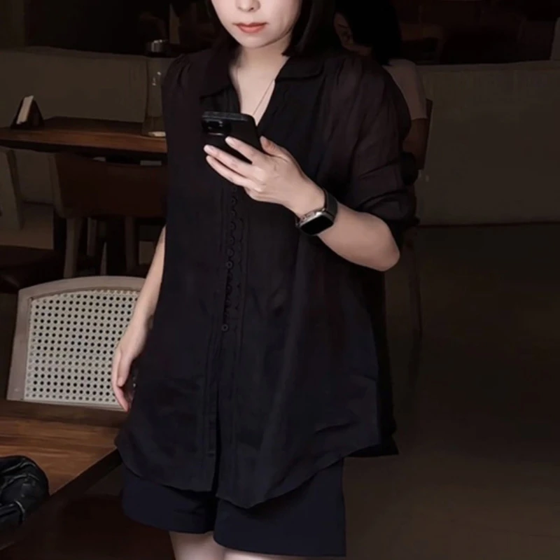 黑色长袖防晒衫女2025夏季新款简约时尚百搭宽松显瘦休闲通勤上衣