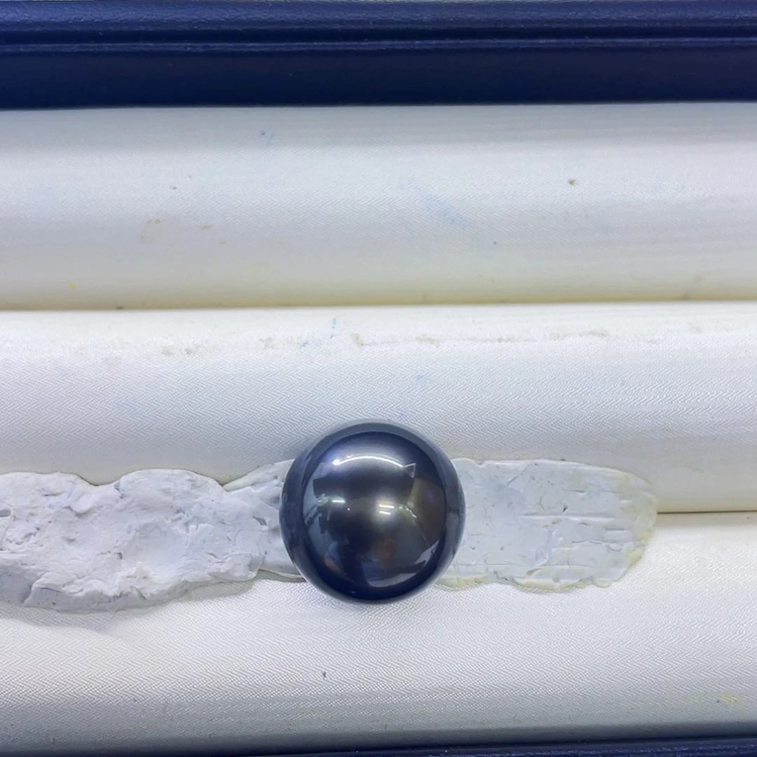 未镶嵌海水珍珠颈饰钢琴黑裸珠15.5mm