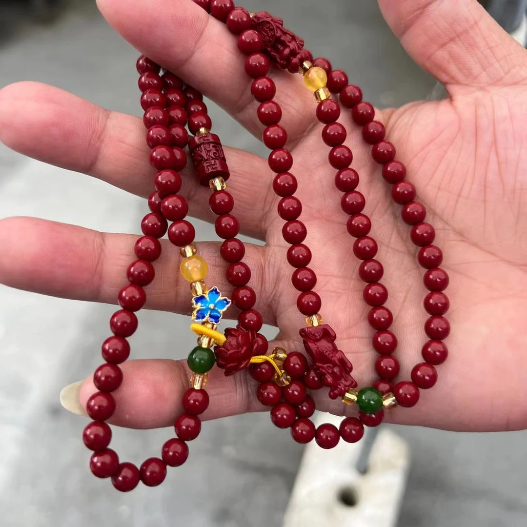 天然辰砂天然辰砂天然朱砂项链拍一发一多样性发货