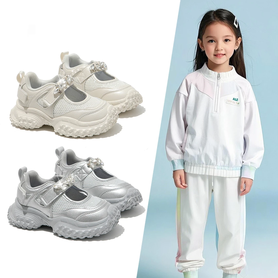 ABC女童鞋运动鞋2025春秋新款儿童网鞋透气大童玛丽珍老爹鞋