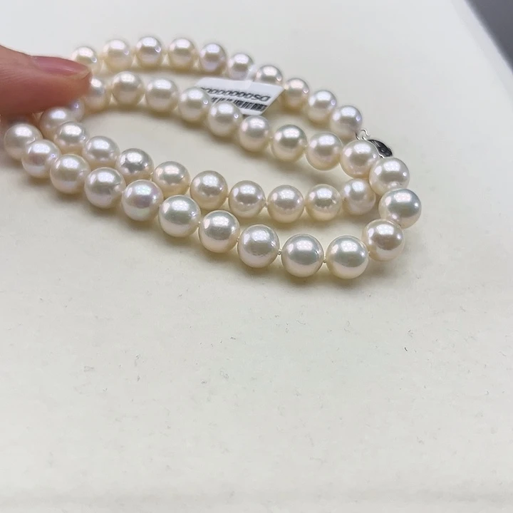 颈饰银S925镶嵌淡水珍珠9高品极光炫彩