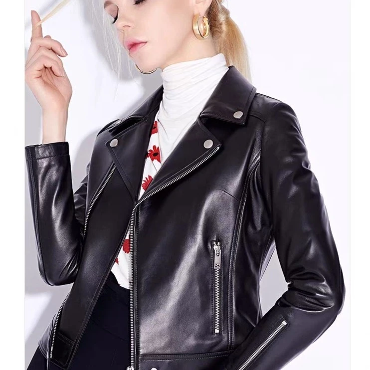 昭珺儿春秋冬绵羊皮皮衣时尚休闲女装皮风衣中长款女外套