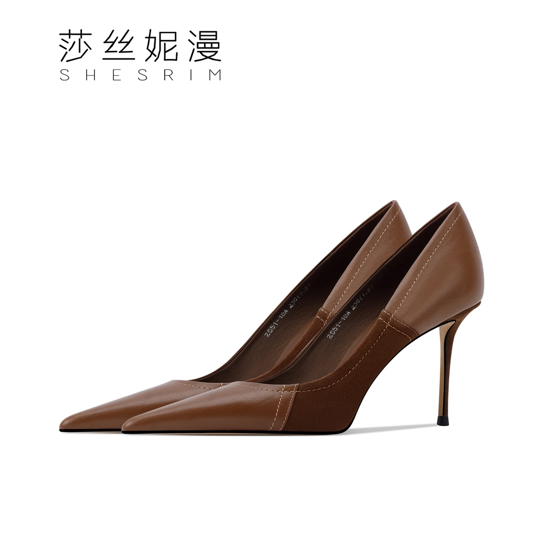 「8.5CM」秋季款美拉德色系高跟女鞋上新尖头细高跟女士时装高跟鞋