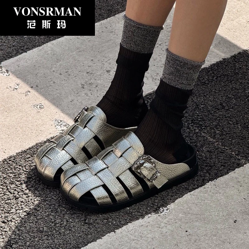 2025新款爆款包头拖鞋女外穿时尚百搭运动休闲半拖凉鞋夏季凉拖