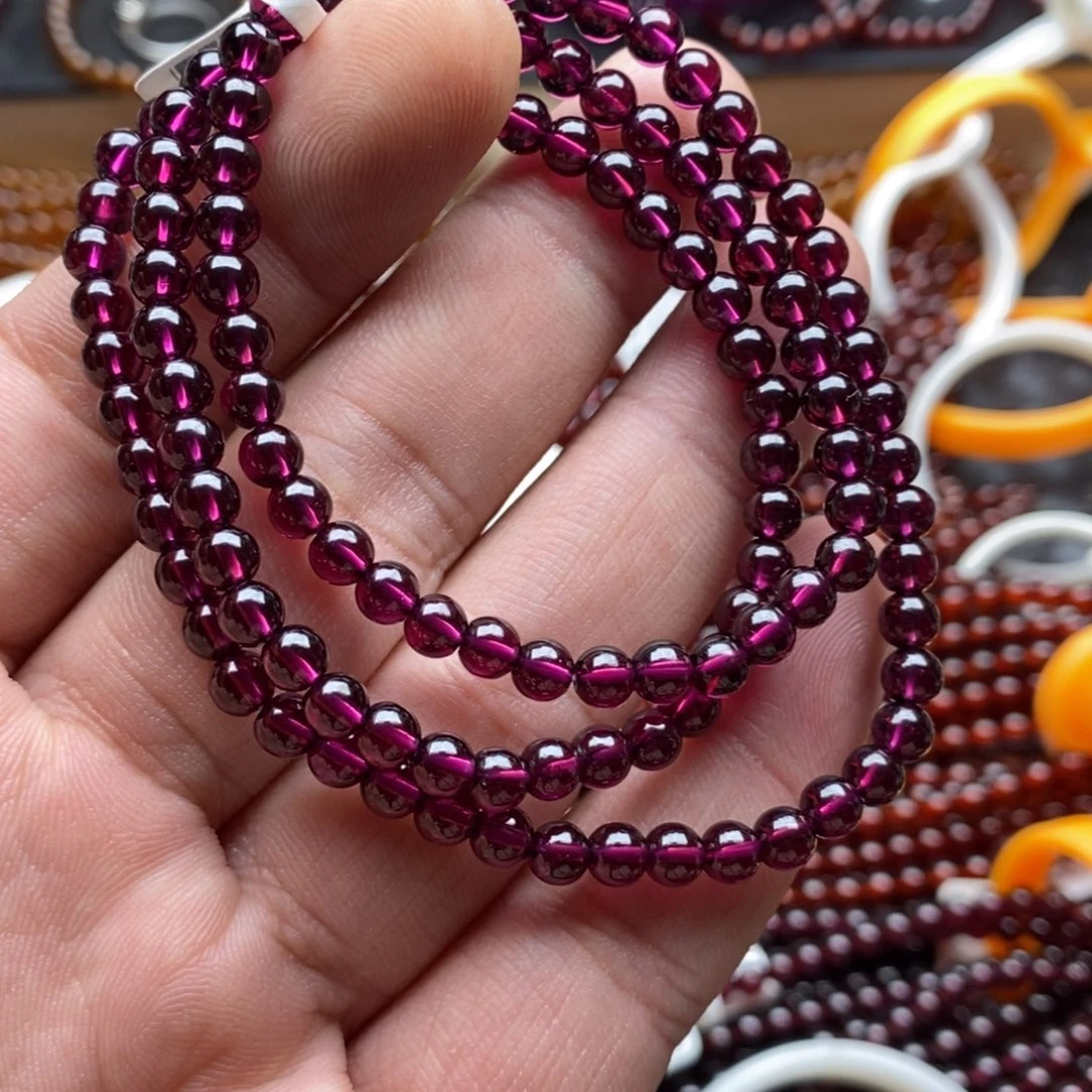 石榴石（紫牙乌）手链未镶嵌4.8mm毕业级紫牙乌