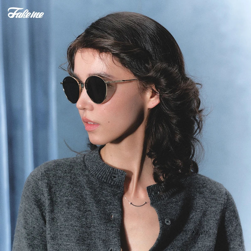 Fakeme(达人专属)猫眼太阳镜β钛防紫外线ins静奢风墨镜 josie