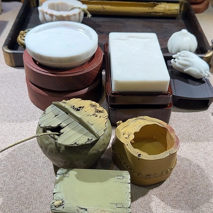 行***水3个水滴墨床水盂绿端