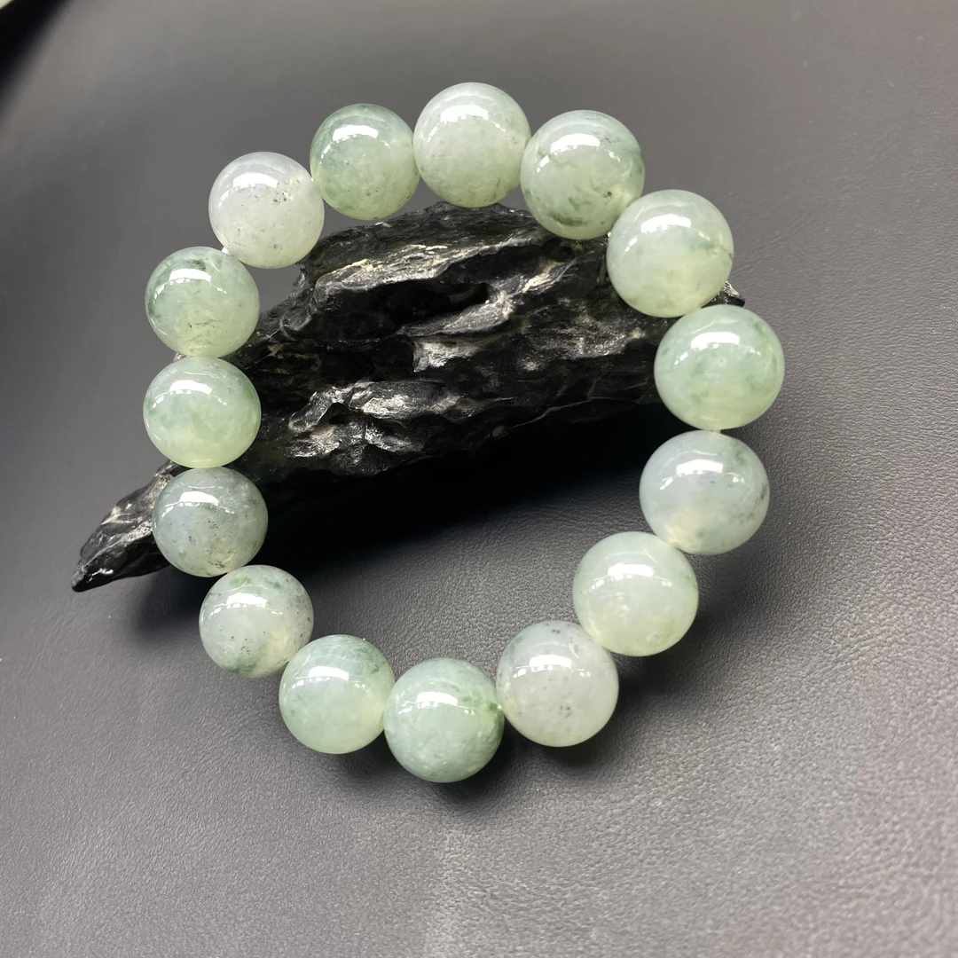 42天然缅甸翡翠A货冰飘花手串/000039/上海嘉禾拍卖