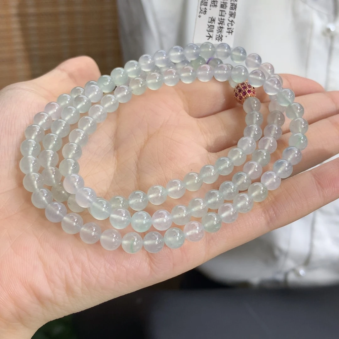 未镶嵌手串翡翠卡6.0冰种淡晴底