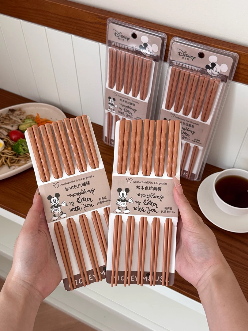 松木色抗菌筷子迪五士尼高颜值精致高端耐用可爱防霉抗菌防滑家用