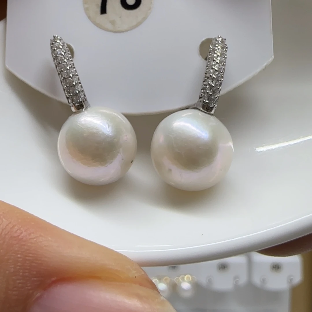 耳饰银S925镶嵌淡水珍珠10.3
